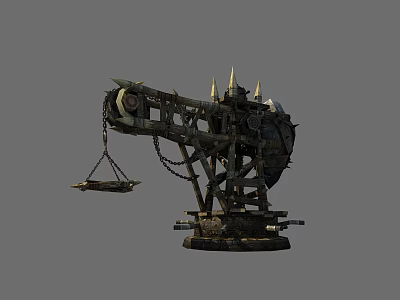 Heavy Duty Industrial Equipment Featuring Mechanical Boom Chain Lifting Mechanism With Spikes 3d model