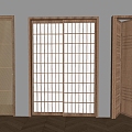 Japanese-style log-style sliding door solid wood partition sliding door folding grille sliding door 3d model