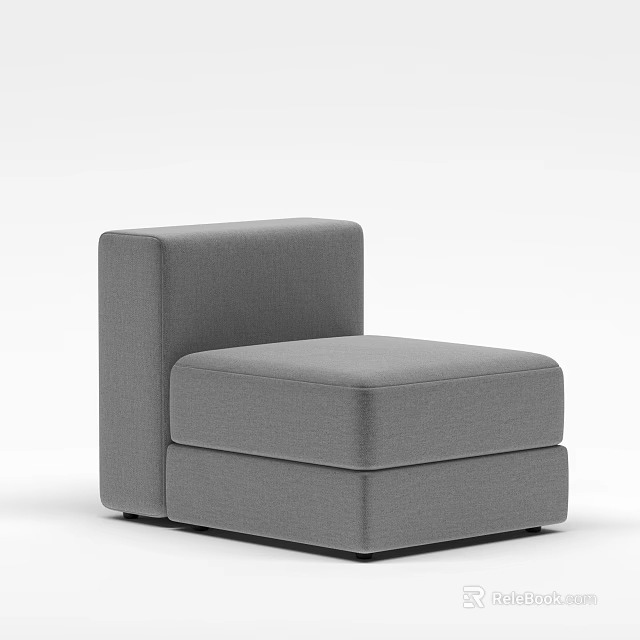 Modern Minimalist Single Sofa Fabric Upholstered with Square Armrest and Compact Design 3d model