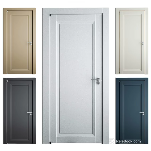 Stylish Flush Doors With Multiple Color Options For Modern Interior Design 3d model 