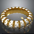 Elegant Gold And White Bracelet With Decorative Dots Diamond Shapes Design