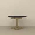 Modern Sleek Black Round Side Table With Golden Petal Shaped Base 3d model