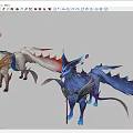 Game and Movie Fantasy Creature Characters With Colorful Feathered Wings and Ornate Reins