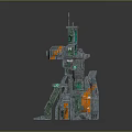 Game Movie Sci-Fi Mechanical Tower Character Featuring Green Orange Support Legs And Antenna