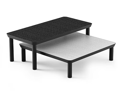 Modern Nested Coffee Tables With Black Dotted And White Grid Tops And Black Legs 3d model