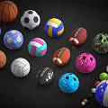 Diverse Sports Equipment Collection Featuring Soccer Volleyball Football Basketball Bowling Balls And Gear