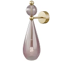 Modern Pink Glass Wall Lamp with Gold Metal Arm and Teardrop Shade