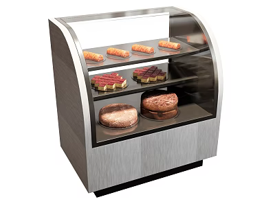 Stainless Steel Glass Display Case Shelf With Three Tier For Pastries And Cakes 3d model