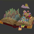 3D Pop Up Book With Fairy Tale Forest River And Colorful Cabin Scenery