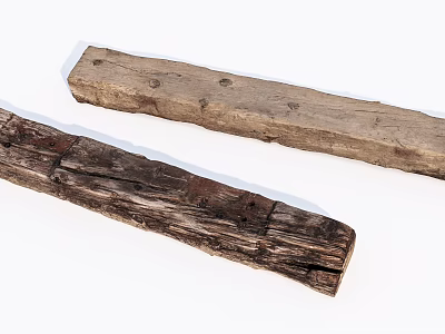 Rustic Stone Wood Beams With Natural Aged Texture And Decorative Holes 3d model