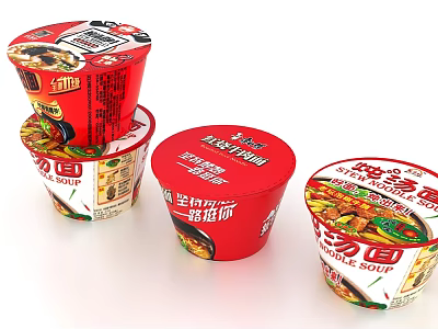 Photo Spot With Various Red Cup Noodles Arrangement 3d model