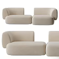 Modern Beige Sectional Sofa With Soft Fabric Upholstery And Comfortable Modular Design 3d model