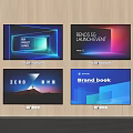 Multiple TV Screens Displaying Smart TV Event And Brand Book Content 3d model