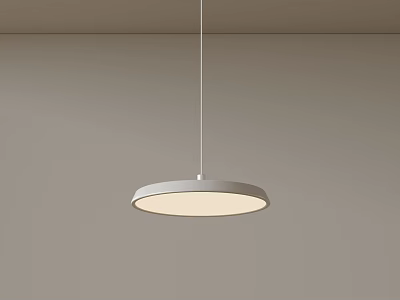 Modern Simple Design Round Pendant Light Hanging From Ceiling In Gray Room 3d model