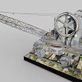 Industrial Crane Equipment Featuring Metal Structure And Mechanical Wheels On Base 3d model