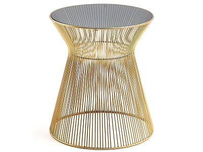Elegant Coffee Table With Golden Metal Frame Slender Strip Design And Black Tabletop 3d model