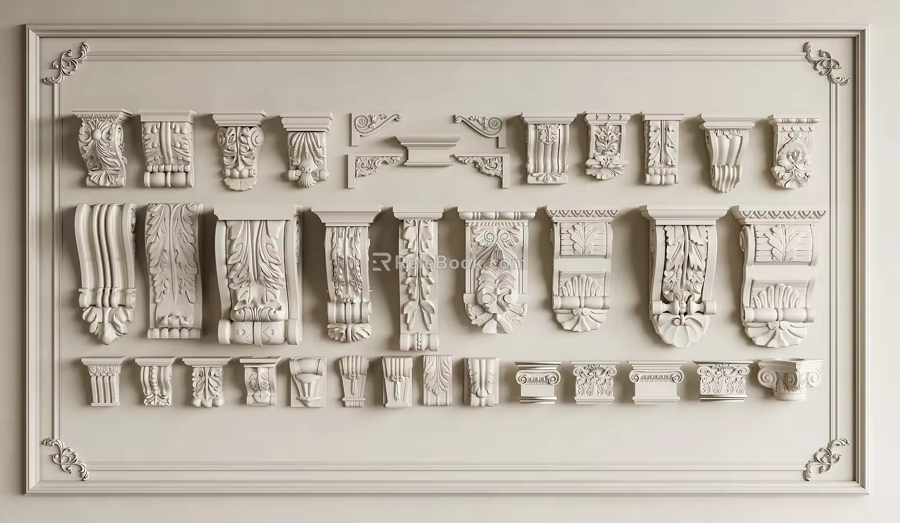 French Carved Stigma Angle Flower Carved Gypsum Component Carved Stigma French Carved Stigma 3d model