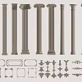 Roman Columns With Various Architectural Designs And Ornamental Decorative Elements 3d model