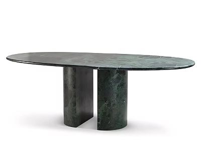 Elegant Minimalist Modern Bar Counter with Dark Green Marble Top and Cylindrical Support Columns 3d model