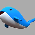 Adorable Cartoon Blue Whale with Open Mouth Black Eyes and White Belly