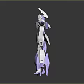 Two Futuristic White And Purple Mecha Robot Characters As Mechanical Creatures 3d model