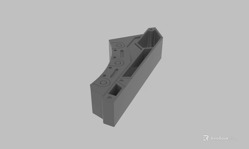 Gray Mechanical Part 3D Model With Holes And Groove Structure Design 3d model 