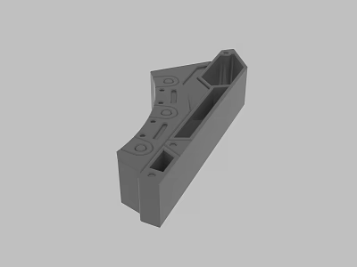 Gray Mechanical Part 3D Model With Holes And Groove Structure Design 3d model