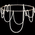 Modern Contemporary Chandelier With Curved White Design And Gold Frame For Home Lighting