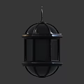 Black Decorative Octagonal Lantern With Metal Frame Glass Panels And Hanging Ring