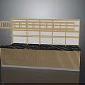 Modern Wooden Storage Furniture With Open Shelves Lower Cabinet And Marble Countertop