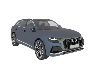 Audi Blue SUV Showcasing Modern Design Large Grille and Sporty Wheels 3d model