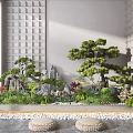 Elegant Indoor Miniature Garden Design With Bonsai Trees Stone Accents And Green Foliage