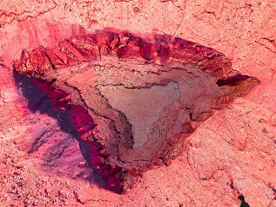Stunning Red Natural Landscape Featuring Heart Shaped Depression And Vibrant Terrain 3d model