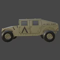 Military Hummer Army Vehicle With Green Exterior Large Tires And Markings