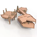 Ancient Architecture 3D Model with Multiple Roofs Columns and Wooden Structure