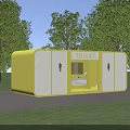 Bright Yellow Mobile Public Toilet With Separate Male And Female Areas For Outdoor Park Use