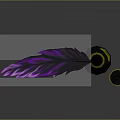 Elegant Purple Feather Quill Pen With Black Inkwell On Dark Background