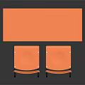 Orange Desk And Two Chairs Furniture Set With Gray Metal Legs