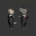 Game Movie Animal Characters Cat And Koala In Formal Suits With Hat And Red Tie