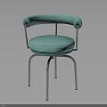 Stylish Turquoise Upholstered Chair With Curved Armrests Round Seat And Metal Frame