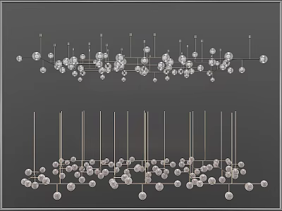 Elegant Modern Chandeliers Design With Linear Metal Rods And Spherical Balls 3d model