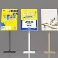 Recruitment Signboards Design With Job Fair Information Cartoon Characters QR Codes And Various Stands