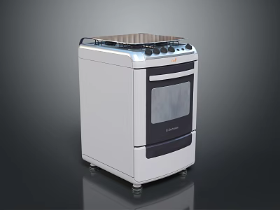 Modern White Kitchen Stove With Electric Cooktop And Oven Design 3d model