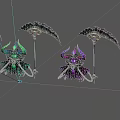 Dark Fantasy Horned Game Movie Character With Scythe And Multiple Color Variants
