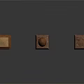 Wooden Architectural Columns Featuring Three Different Top Designs And Carved Details