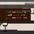 Modern Sales Office Interior Design With Bar Counter Dessert Stop High Stools And Pendant Lights