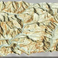 3D Topographic Decorative Ornament Set With Mountain River And Contour Lines