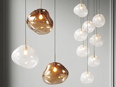 Modern Glass Pendant Lights With Transparent And Brown Shades For Interior Decor 3d model