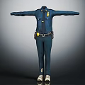 Blue Police Uniform 3D Model With Badge Utility Belt And Radio