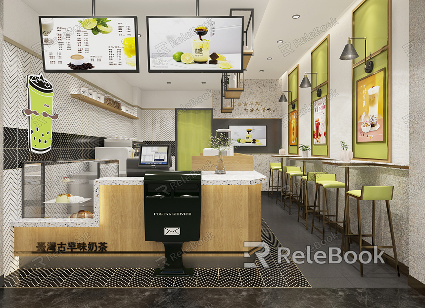 Modern Milk Tea Shop Now Milk Tea Shop model